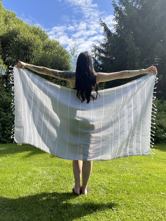 Kreikkalainen pyyhe Dyyni vaaleanharmaa puuvilla 100x180cm