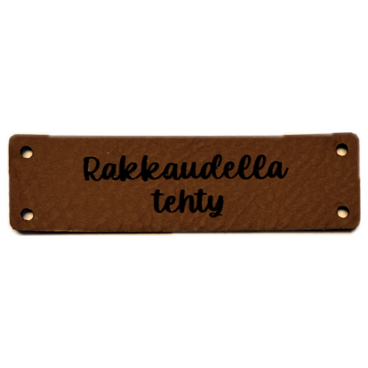 Merkki keinonahkaa Rakkaudella tehty, konjakki