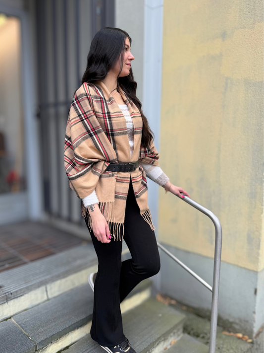 Kaulahuivi Ruutu Beige