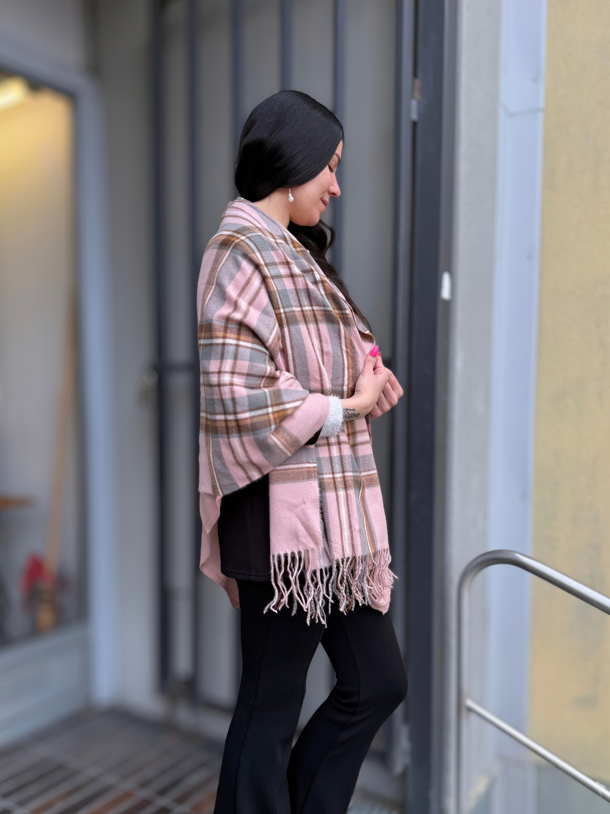 Kaulahuivi Ruutu vaaleanpunainen
