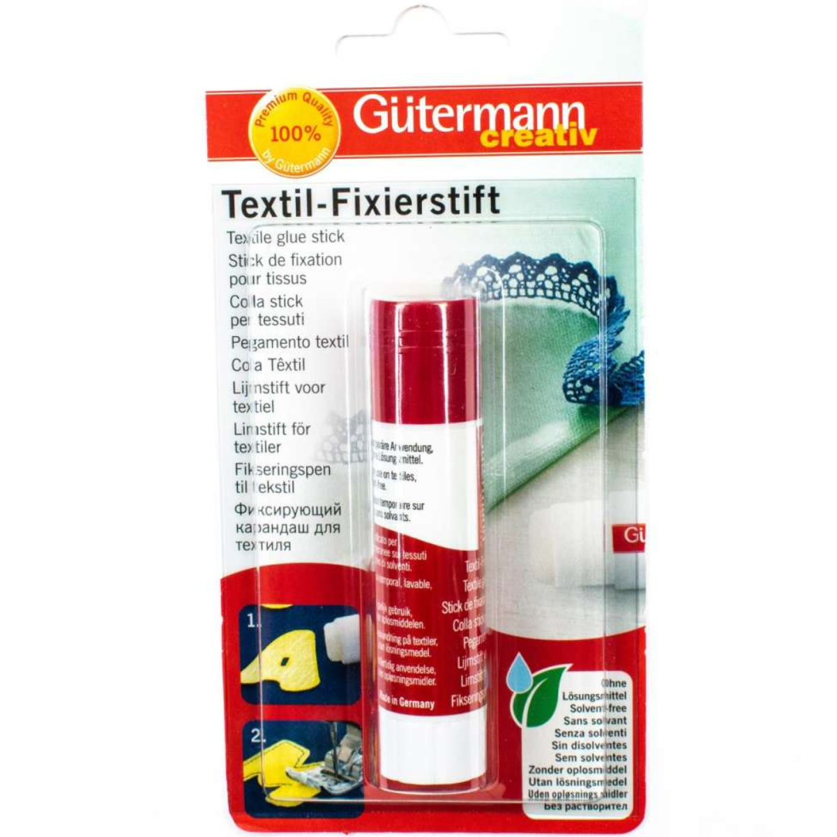 Tekstiililiima tilapäiseen kiinnitykseen Gütermann